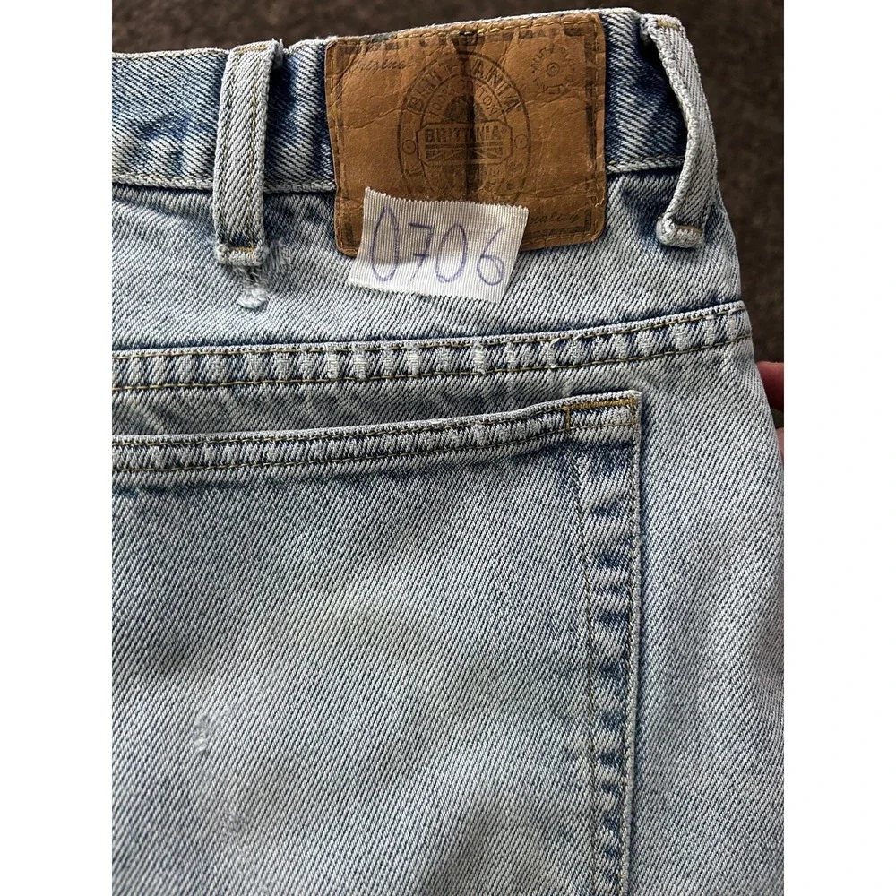 Britannia Vintage Denim Shorts Men's 38 Light Wash 100% Cotton Casual Jean Short